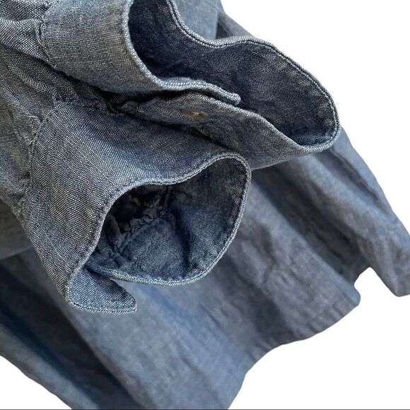 J. CREW Blue Chambray Denim Popover Long Sleeve Shirt Blouse Top Ruffle 4T - Picture 4 of 7